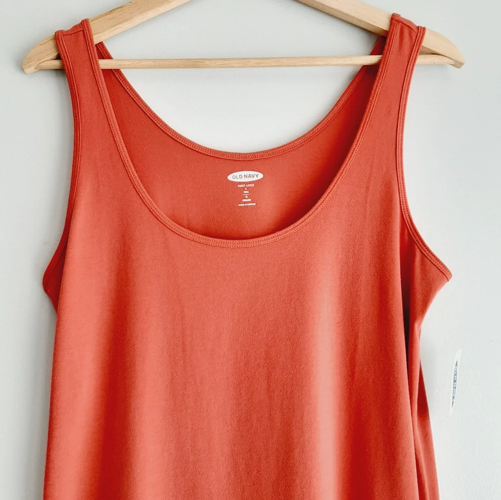 🍒 Old Navy NEW First Layer Long / Tall Scoop Neck Tank Top Sz L - Picture 4 of 9